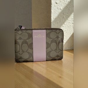 Coach Corner Zip Wristlet Khaki/Blossom (NWT)